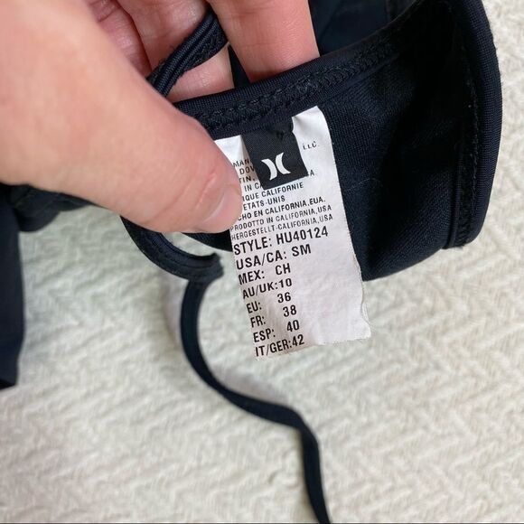 HURLEY Black Fringed Triangle String Bikini Top - Size Small - Picture 2 of 7